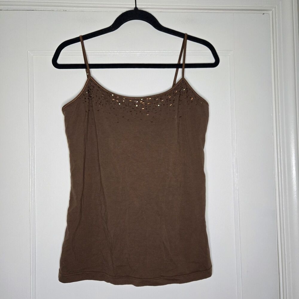 Aeropostale Brown Camisole Womens XL Adjustable Strap Stretch Cotton Y2K